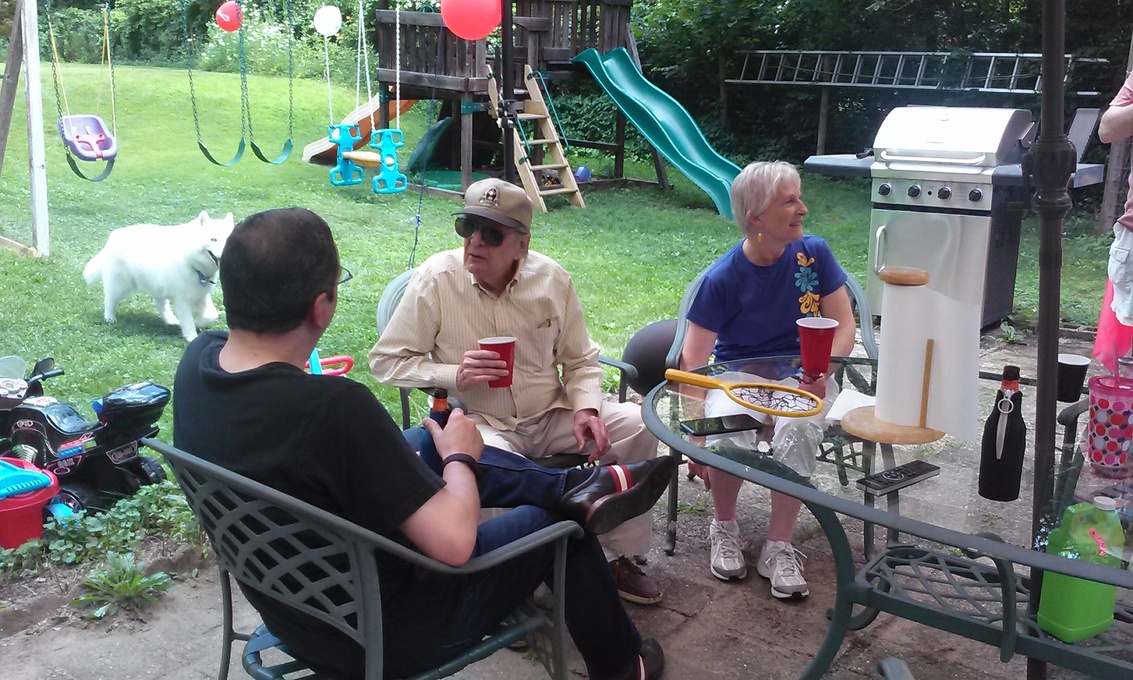 Dad & Jona chatting on the patio