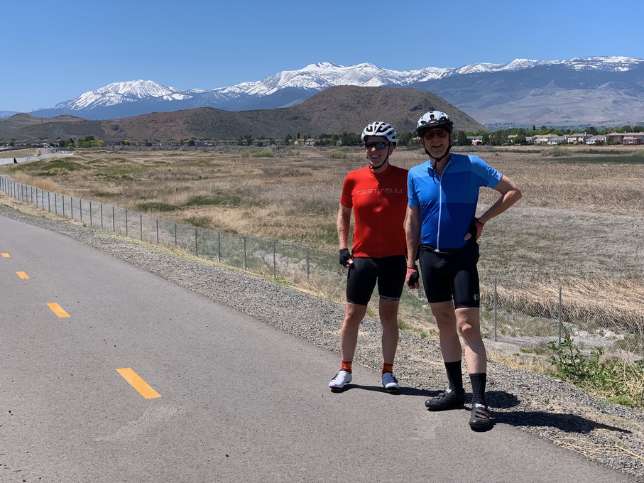 With friends on the Veterans' Parkway bicycle path