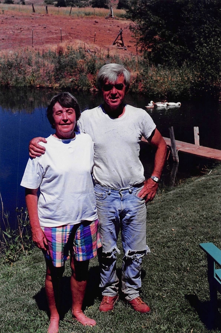 mom and dad chilling by the duck pond