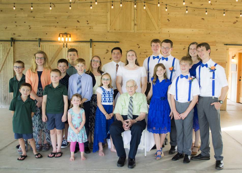 August 2019 Tom with all his great-grandchildren