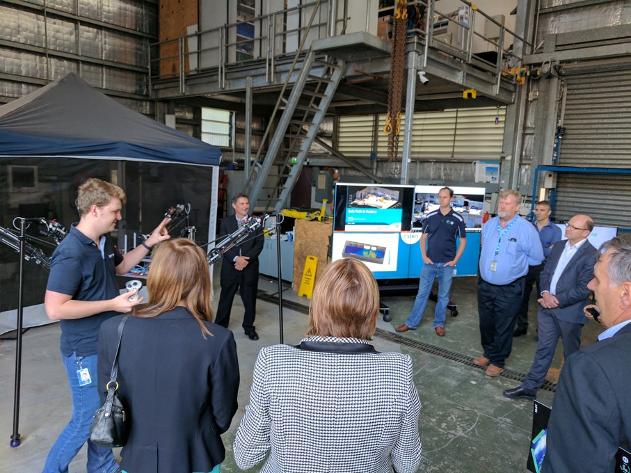 At CSIRO demonstrating the ultra-light legged robot