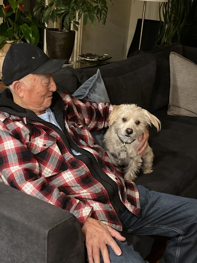 Carl with Teddy (Chuck and Teri's dog)