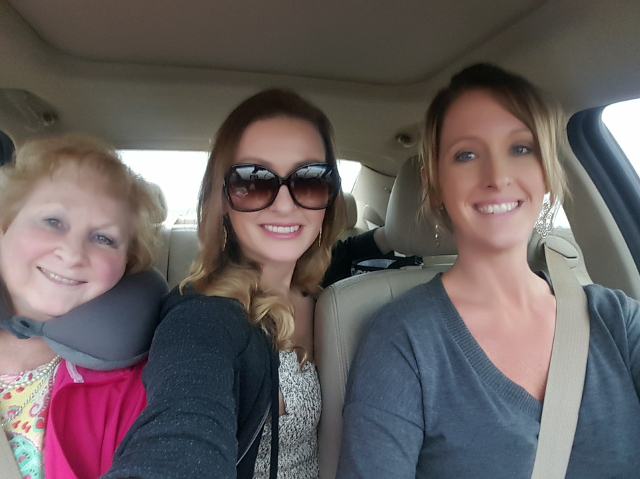 Mema, Courtney & Cara driving to Emma's Wedding