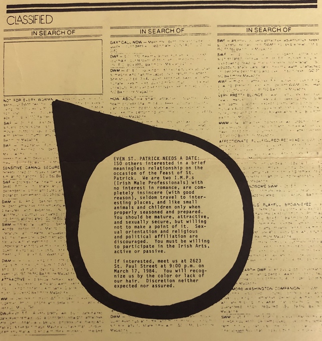 1984 St Paddy's Day Invitation