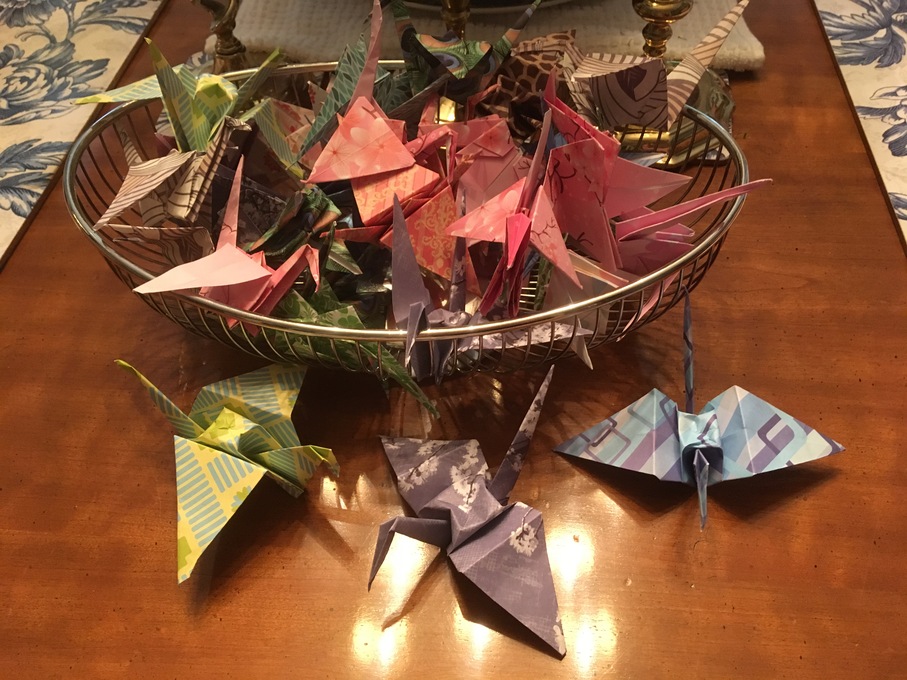 I made one origami crane for every day of Dad's chemotherapy treatment. 