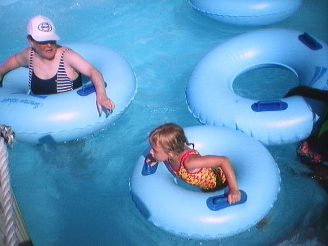 Grandmuv with Mackenzie in the Lazy River