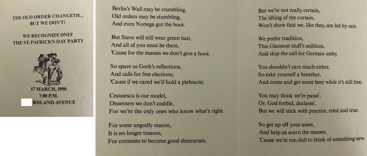 1990 St Paddy's Day Invitation