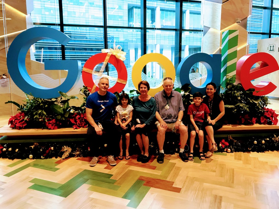 Singapore - visiting his son and daughter-in-law at work.